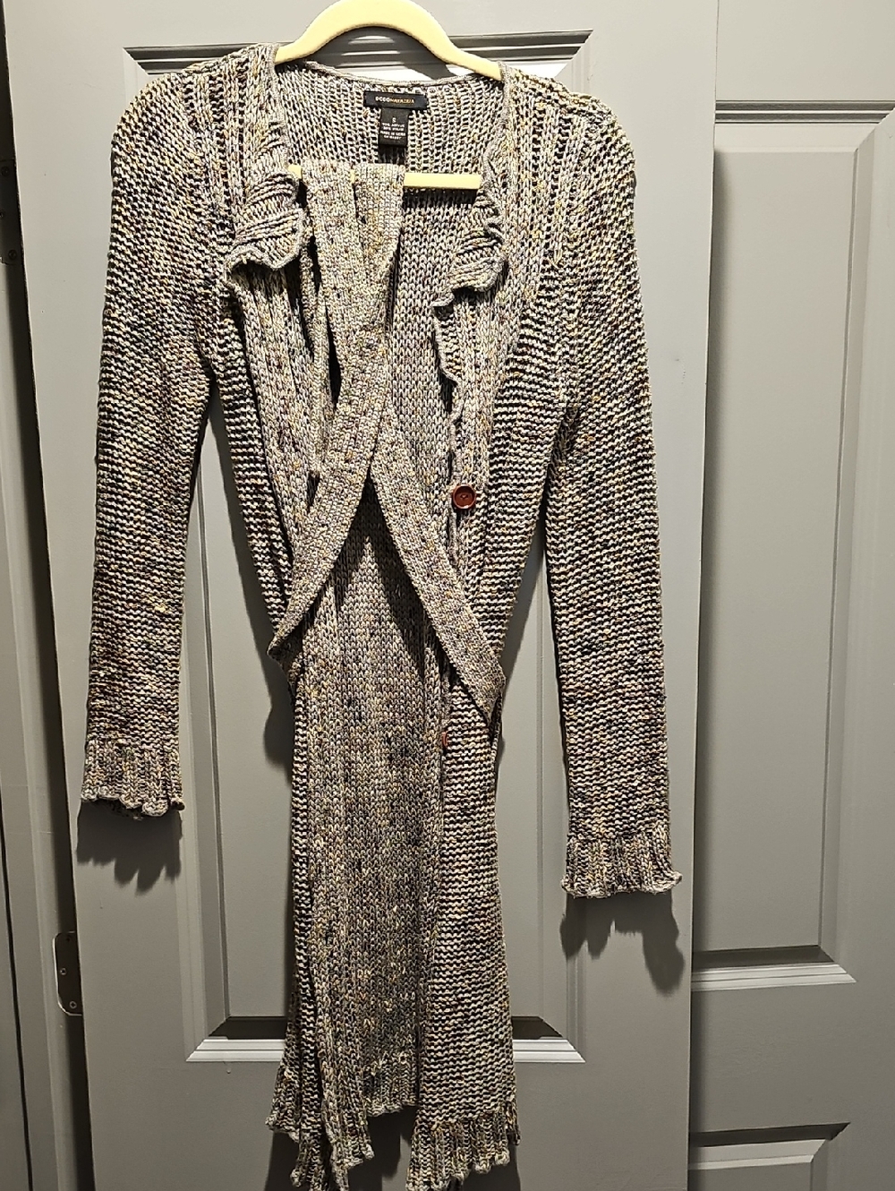 BCBGMaxazria Green Multi Teddy Knit Open-Front Cardigan